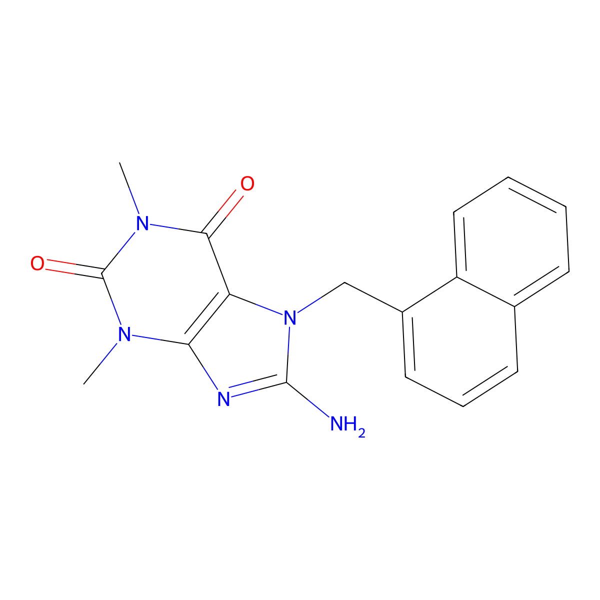 8-Amino-1,3-dimethyl-7-(1-naphthylmethyl)-3,7-dihydro-1H-purine-2,6-dione molecular structure, CAS 476480-20-3
