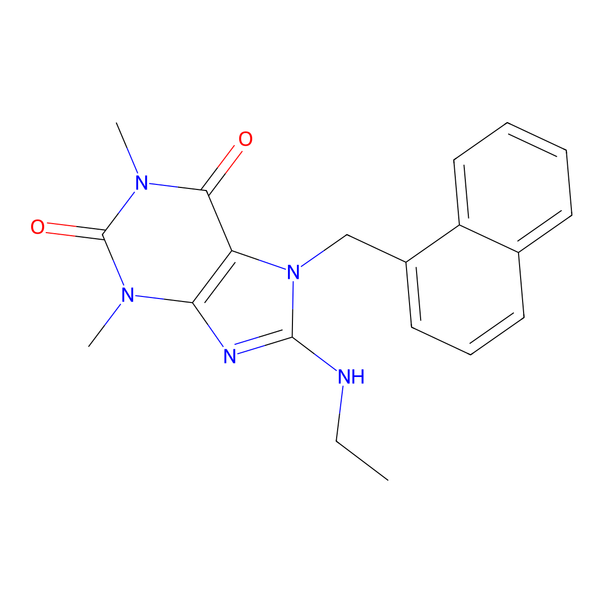 8-(Ethylamino)-1,3-dimethyl-7-(naphthalen-1-ylmethyl)-1H-purine-2,6(3H,7H)-dione molecular structure, CAS 476480-24-7