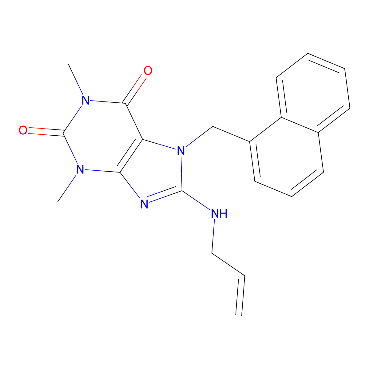 8-(Allylamino)-1,3-dimethyl-7-(naphthalen-1-ylmethyl)-1H-purine-2,6(3H,7H)-dione molecular structure, CAS 476480-26-9