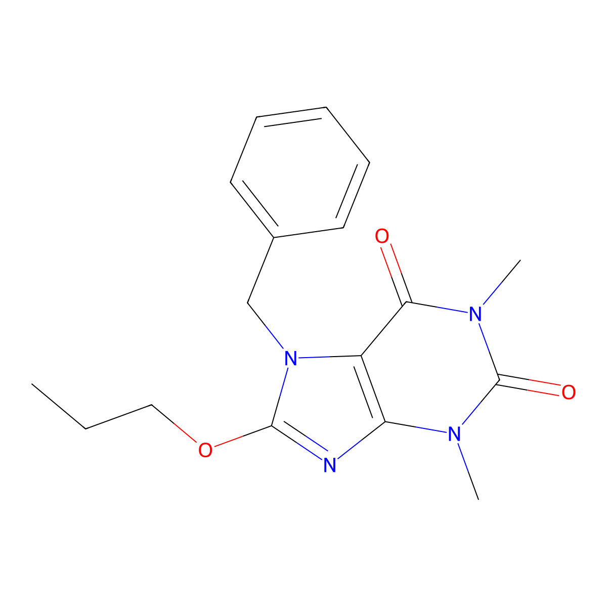 7-Benzyl-1,3-dimethyl-8-propoxy-3,7-dihydro-1H-purine-2,6-dione molecular structure, CAS 476480-27-0