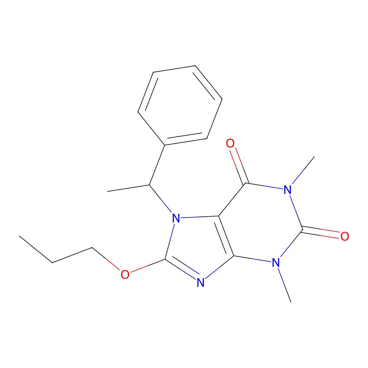 1,3-Dimethyl-7-(1-phenylethyl)-8-propoxy-3,7-dihydro-1H-purine-2,6-dione molecular structure, CAS 476480-31-6