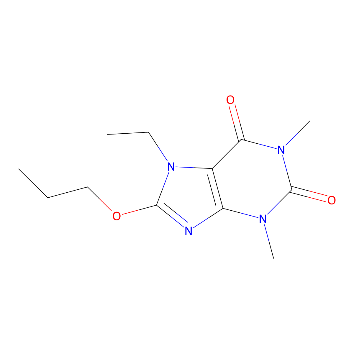 7-Ethyl-1,3-dimethyl-8-propoxy-3,7-dihydro-1H-purine-2,6-dione molecular structure, CAS 476480-38-3