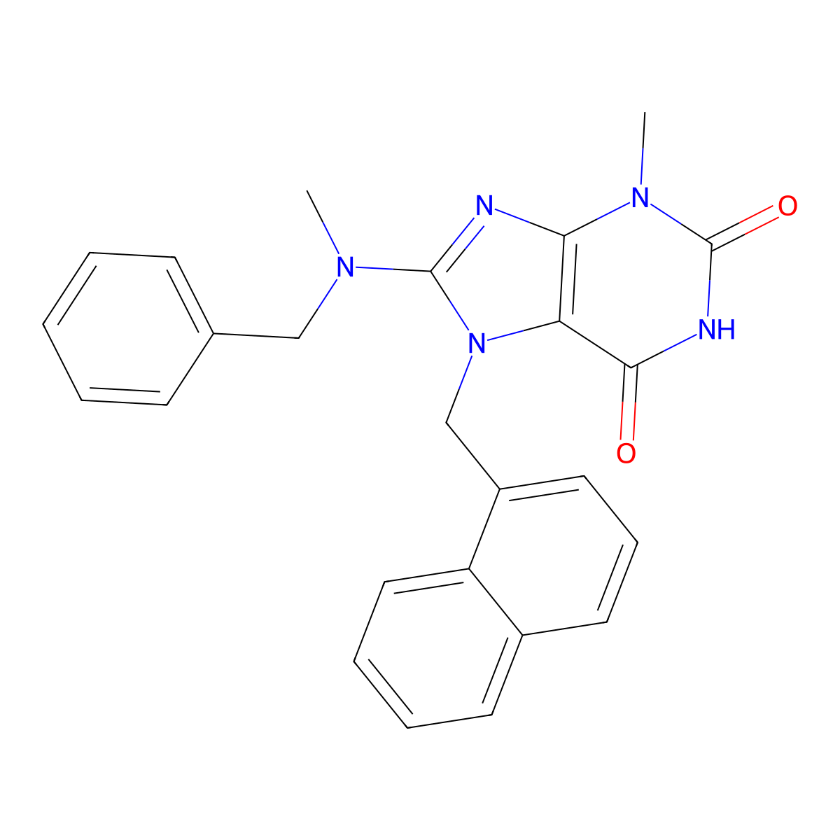 8-(Benzyl(ME)amino)-3-ME-7-(1-naphthylmethyl)-3,7-dihydro-1H-purine-2,6-dione molecular structure, CAS 476480-39-4