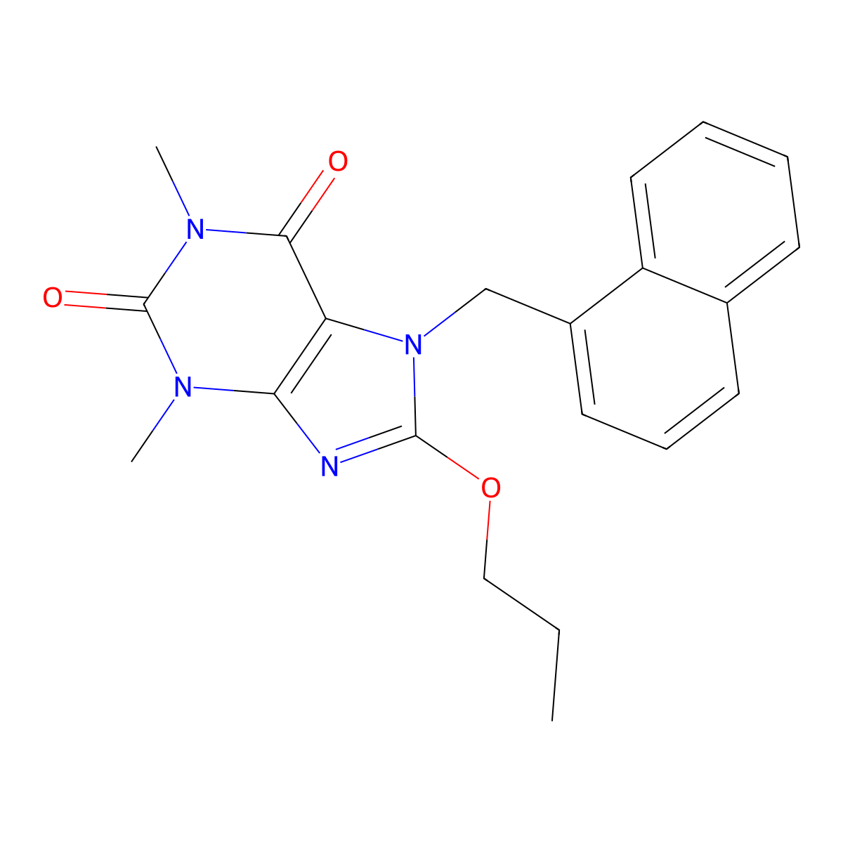 1,3-Dimethyl-7-(1-naphthylmethyl)-8-propoxy-3,7-dihydro-1H-purine-2,6-dione molecular structure, CAS 476480-40-7