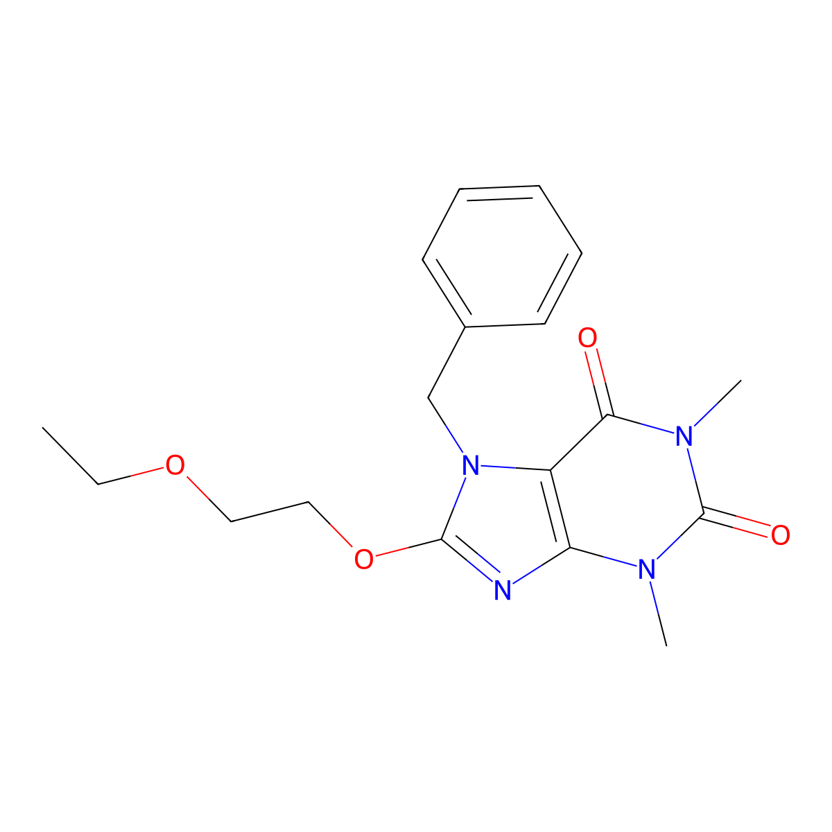 7-Benzyl-8-(2-ethoxyethoxy)-1,3-dimethyl-3,7-dihydro-1H-purine-2,6-dione molecular structure, CAS 476480-50-9