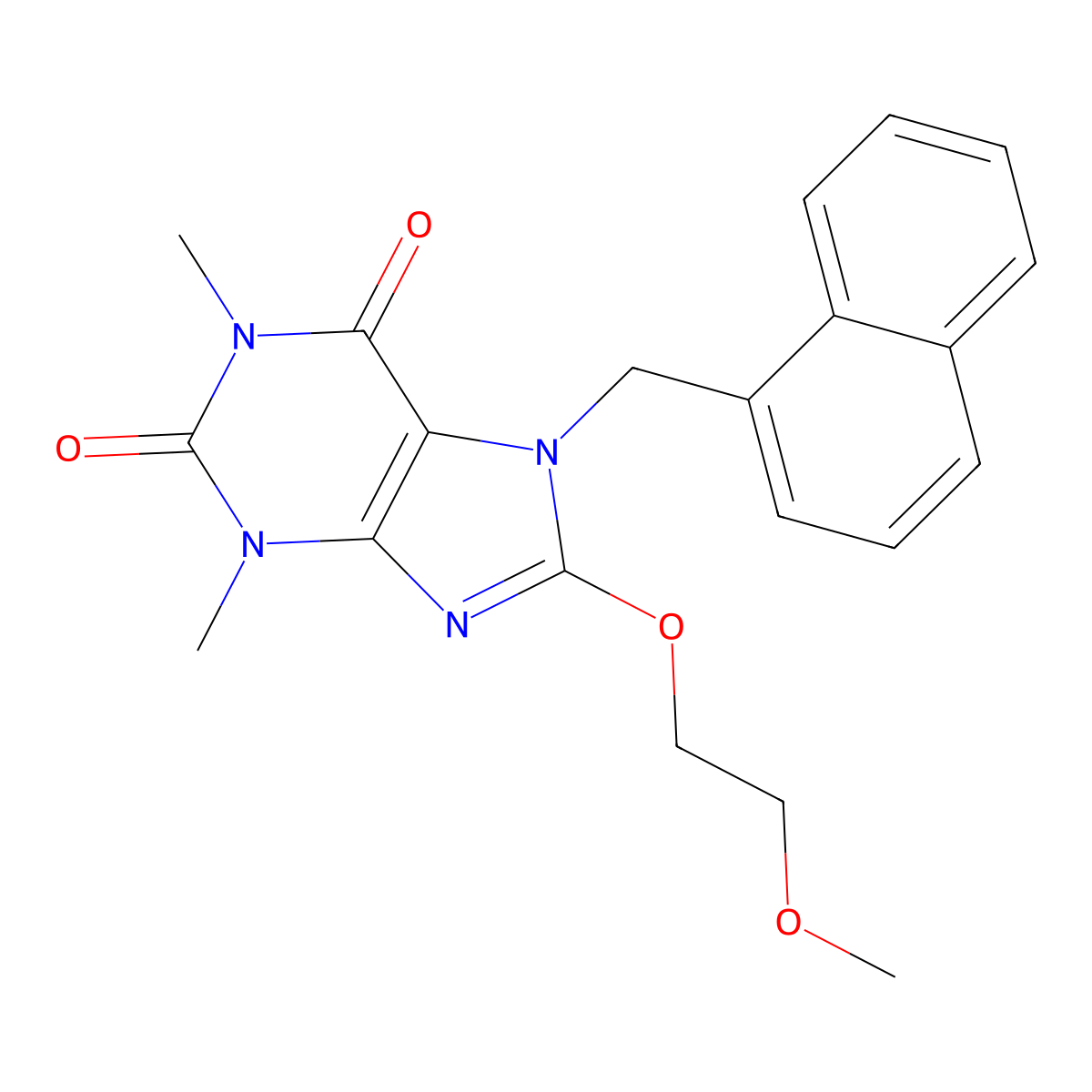 8-(2-Methoxyethoxy)-1,3-DI-ME-7-(1-naphthyl-ME)-3,7-dihydro-1H-purine-2,6-dione molecular structure, CAS 476480-54-3