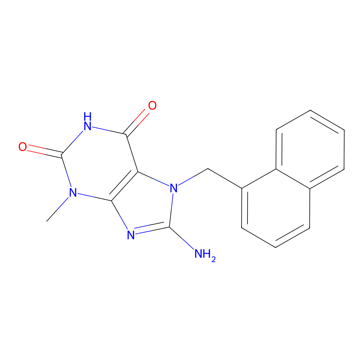 8-Amino-3-methyl-7-(1-naphthylmethyl)-3,7-dihydro-1H-purine-2,6-dione molecular structure, CAS 476480-57-6