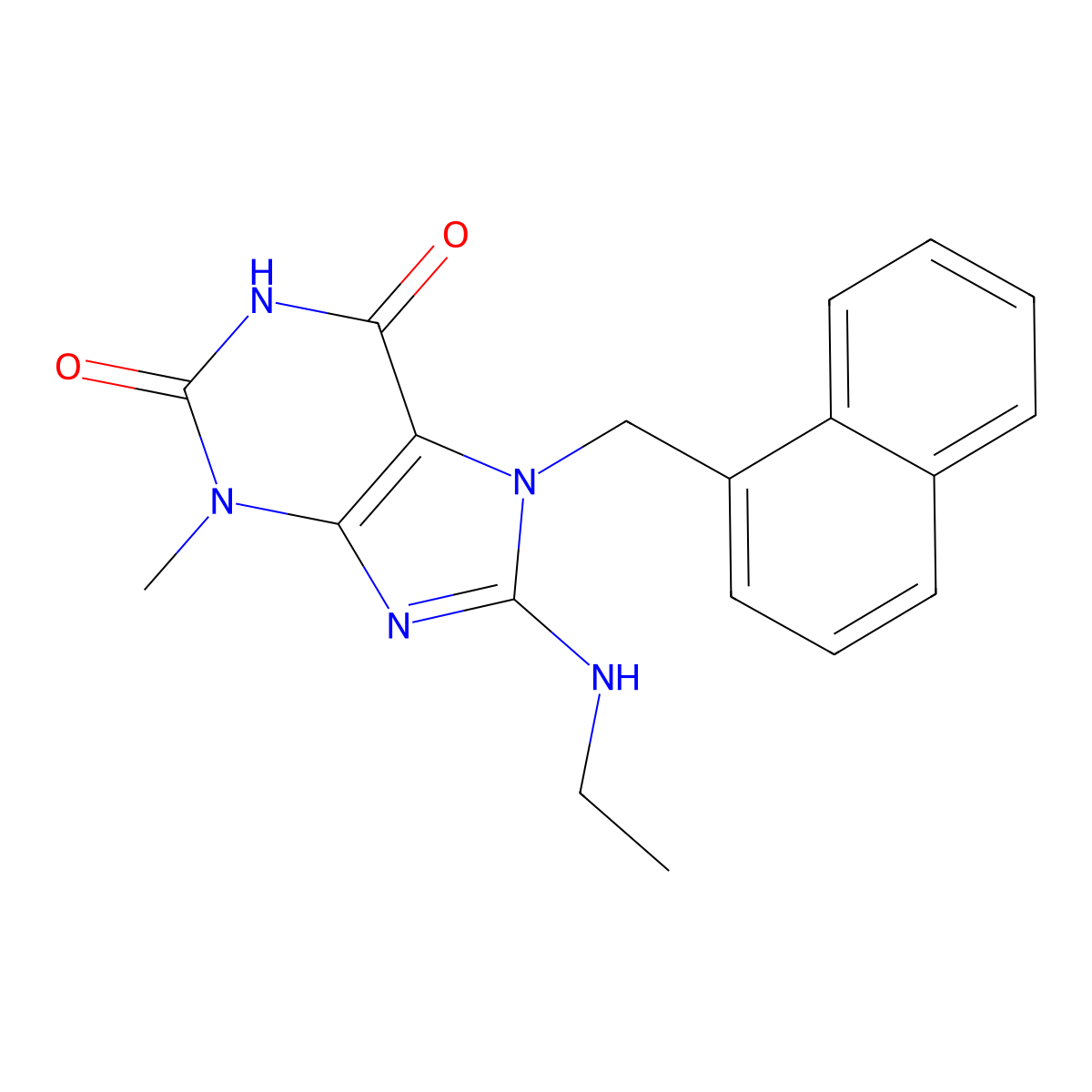 8-(ethylamino)-3-methyl-7-(naphthalen-1-ylmethyl)-1H-purine-2,6(3H,7H)-dione molecular structure, CAS 476480-60-1
