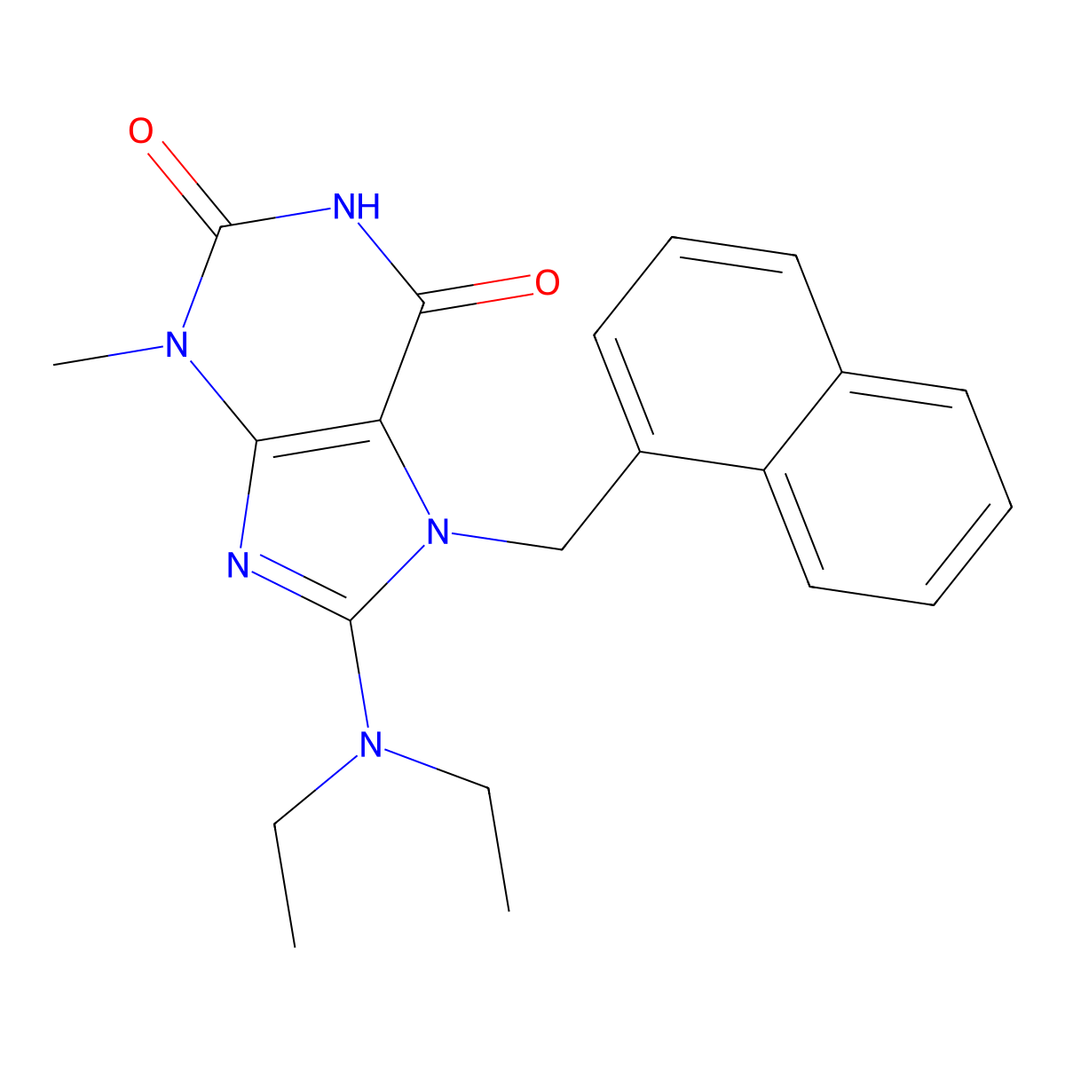 8-(Diethylamino)-3-methyl-7-(1-naphthylmethyl)-3,7-dihydro-1H-purine-2,6-dione molecular structure, CAS 476480-61-2