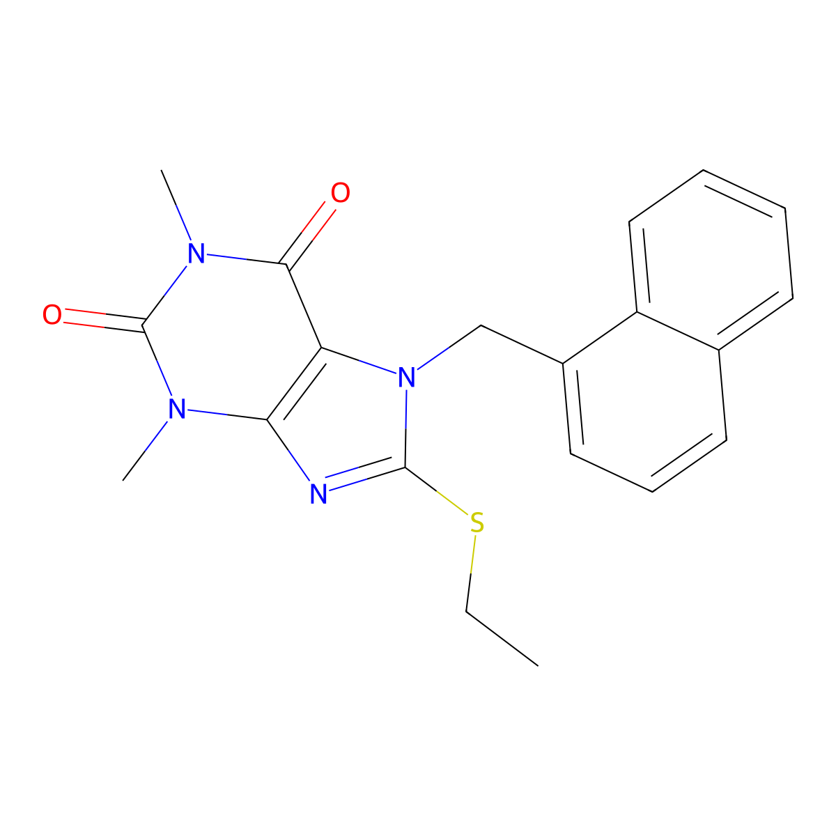 8-(ethylthio)-1,3-dimethyl-7-(naphthalen-1-ylmethyl)-1H-purine-2,6(3H,7H)-dione molecular structure, CAS 476480-83-8