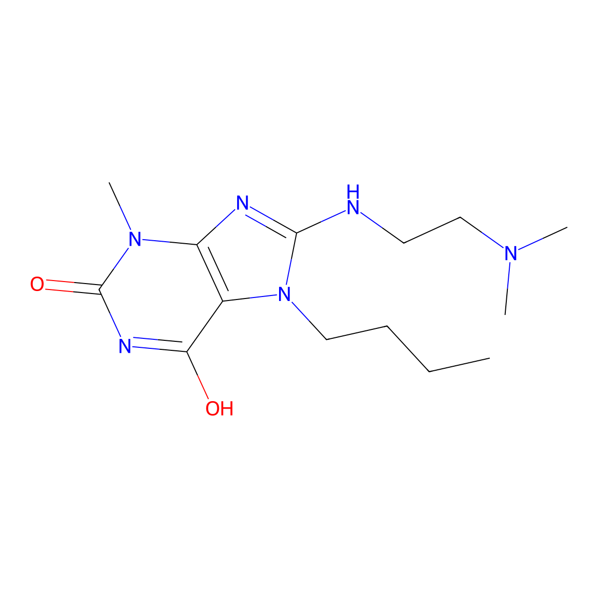 7-BU-8-((2-(Dimethylamino)ethyl)amino)-3-methyl-3,7-dihydro-1H-purine-2,6-dione molecular structure, CAS 476480-90-7