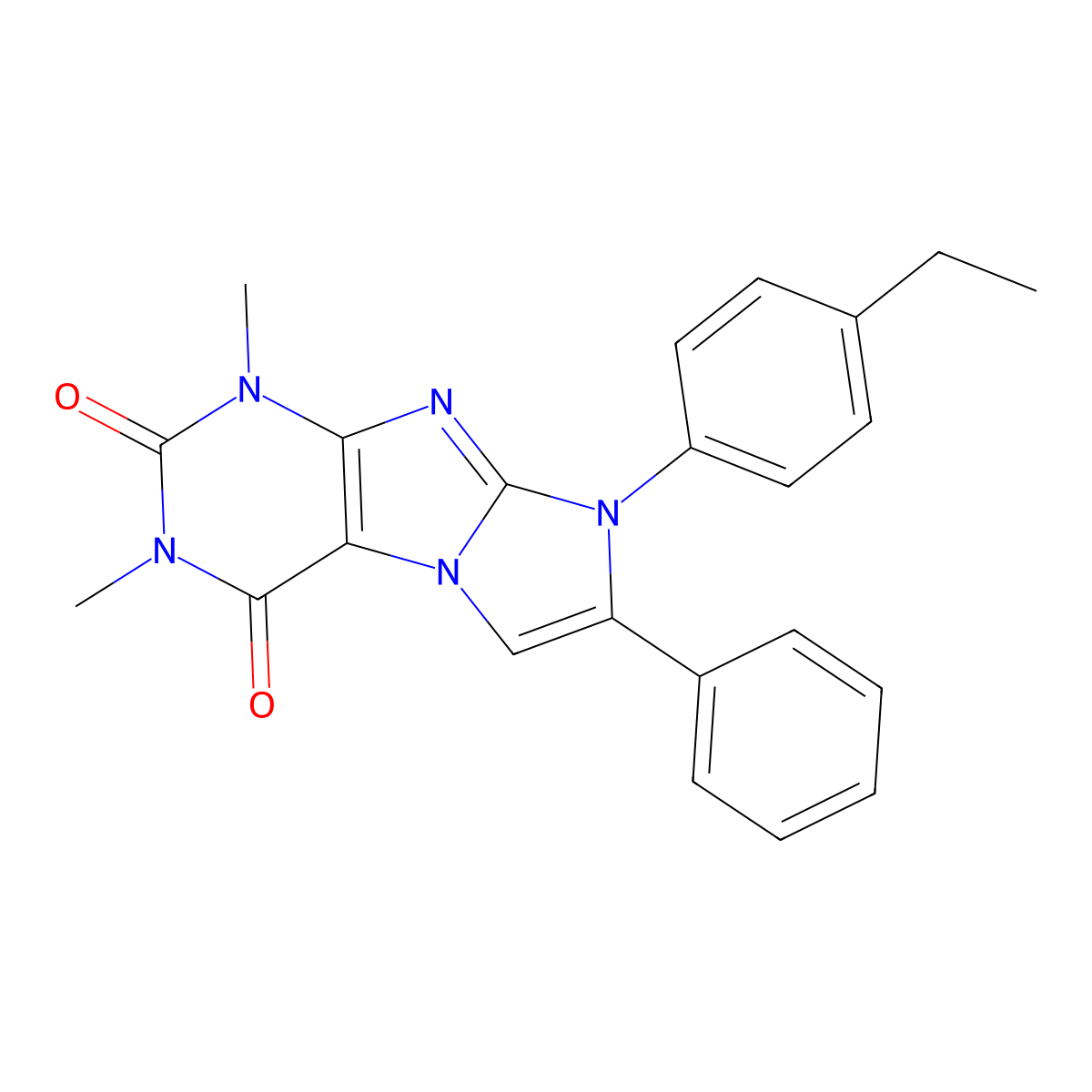 8-(4-Ethylphenyl)-1,3-dimethyl-7-phenyl-1H-imidazo(2,1-F)purine-2,4(3H,8H)-dione molecular structure, CAS 476481-32-0