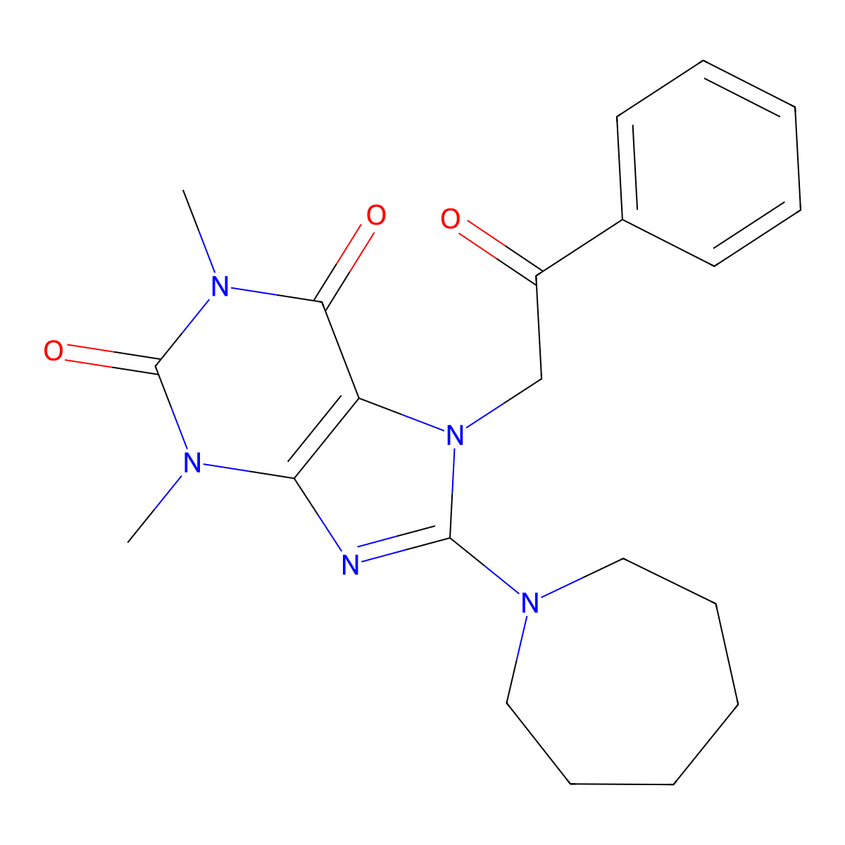 8-(1-Azepanyl)-1,3-dimethyl-7-(2-oxo-2-PH-ethyl)-3,7-dihydro-1H-purine-2,6-dione molecular structure, CAS 476481-36-4