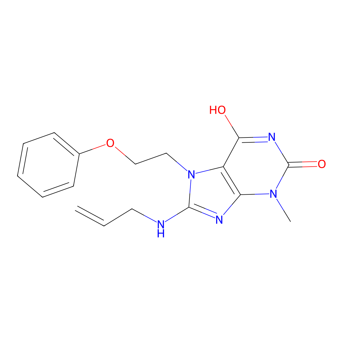 8-(Allylamino)-3-methyl-7-(2-phenoxyethyl)-3,7-dihydro-1H-purine-2,6-dione molecular structure, CAS 476481-61-5