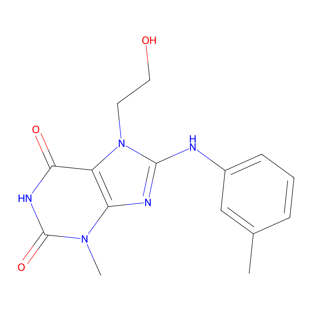 7-(2-Hydroxyethyl)-3-methyl-8-(3-toluidino)-3,7-dihydro-1H-purine-2,6-dione molecular structure, CAS 476481-66-0