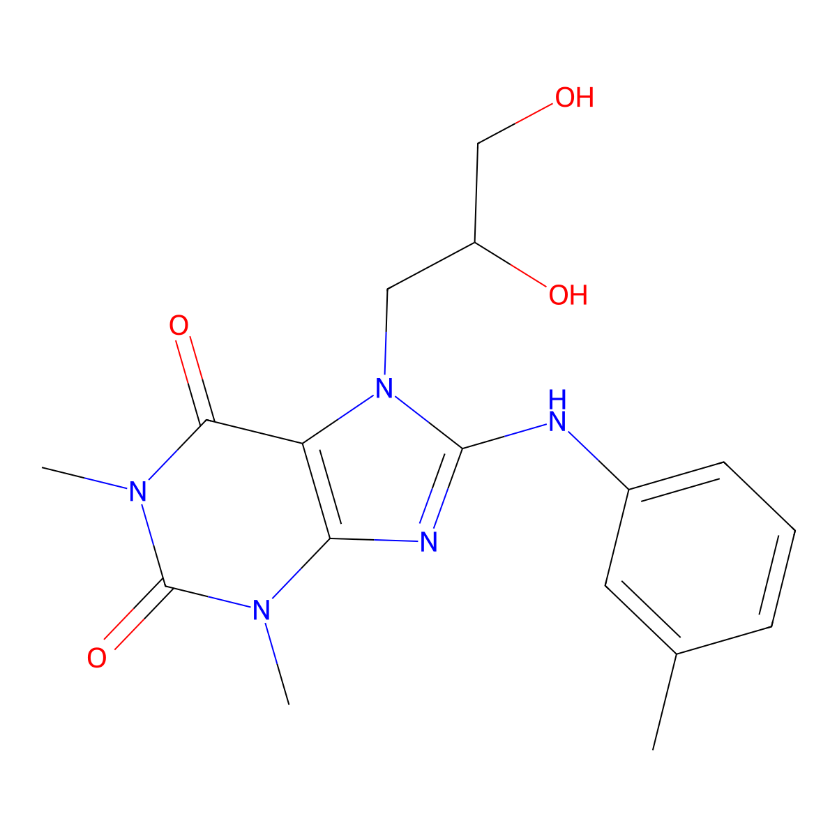 7-(2,3-Dihydroxypropyl)-1,3-DI-ME-8-(3-toluidino)3,7-dihydro-1H-purine-2,6-dione molecular structure, CAS 476481-67-1