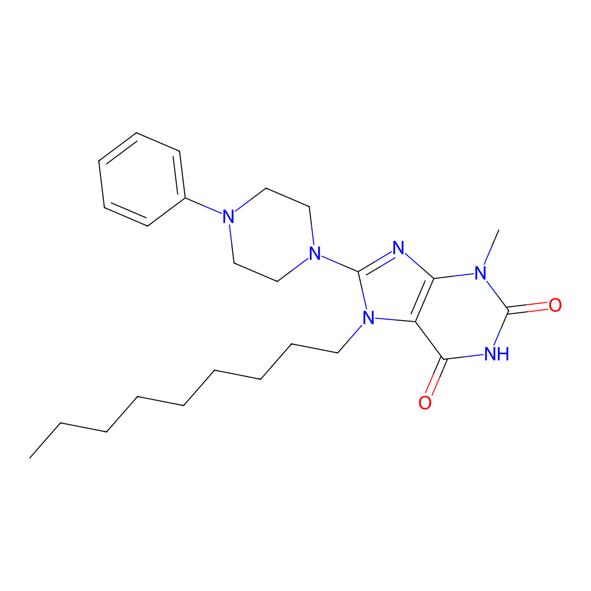 3-Methyl-7-nonyl-8-(4-phenyl-1-piperazinyl)-3,7-dihydro-1H-purine-2,6-dione molecular structure, CAS 476481-75-1
