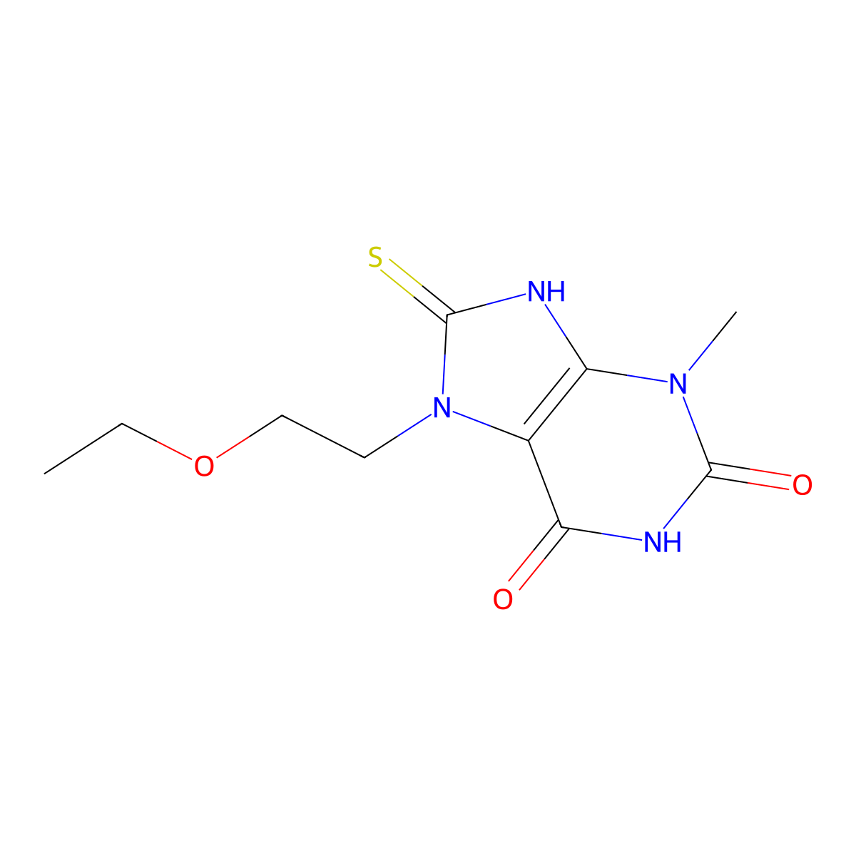 7-(2-Ethoxyethyl)-8-mercapto-3-methyl-3,7-dihydro-1H-purine-2,6-dione molecular structure, CAS 476481-77-3