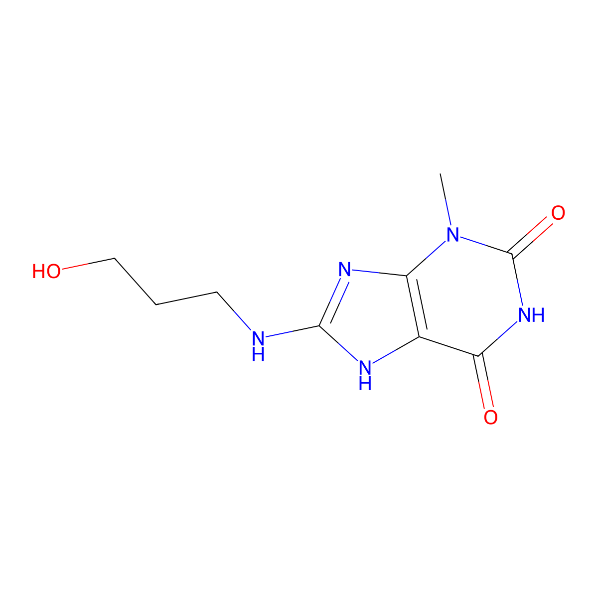8-(3-hydroxypropylamino)-3-methyl-7H-purine-2,6-dione molecular structure, CAS 476481-79-5