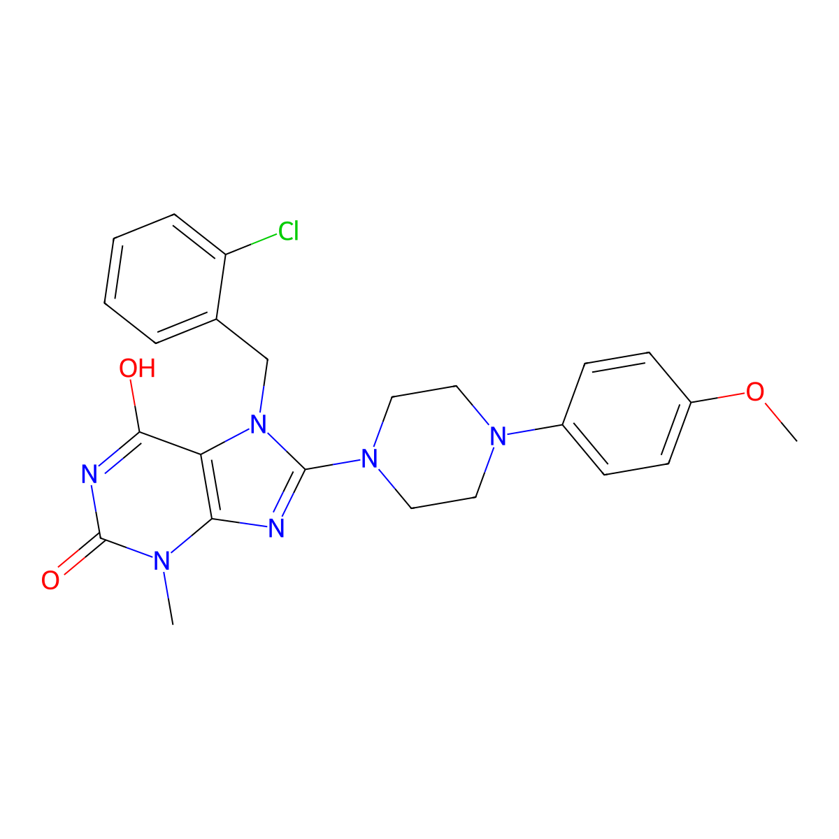 7-(2-Chlorobenzyl)-8-[4-(4-methoxyphenyl)-1-piperazinyl]-3-methyl-3,7-dihydro-1H-purine-2,6-dione molecular structure, CAS 476481-81-9