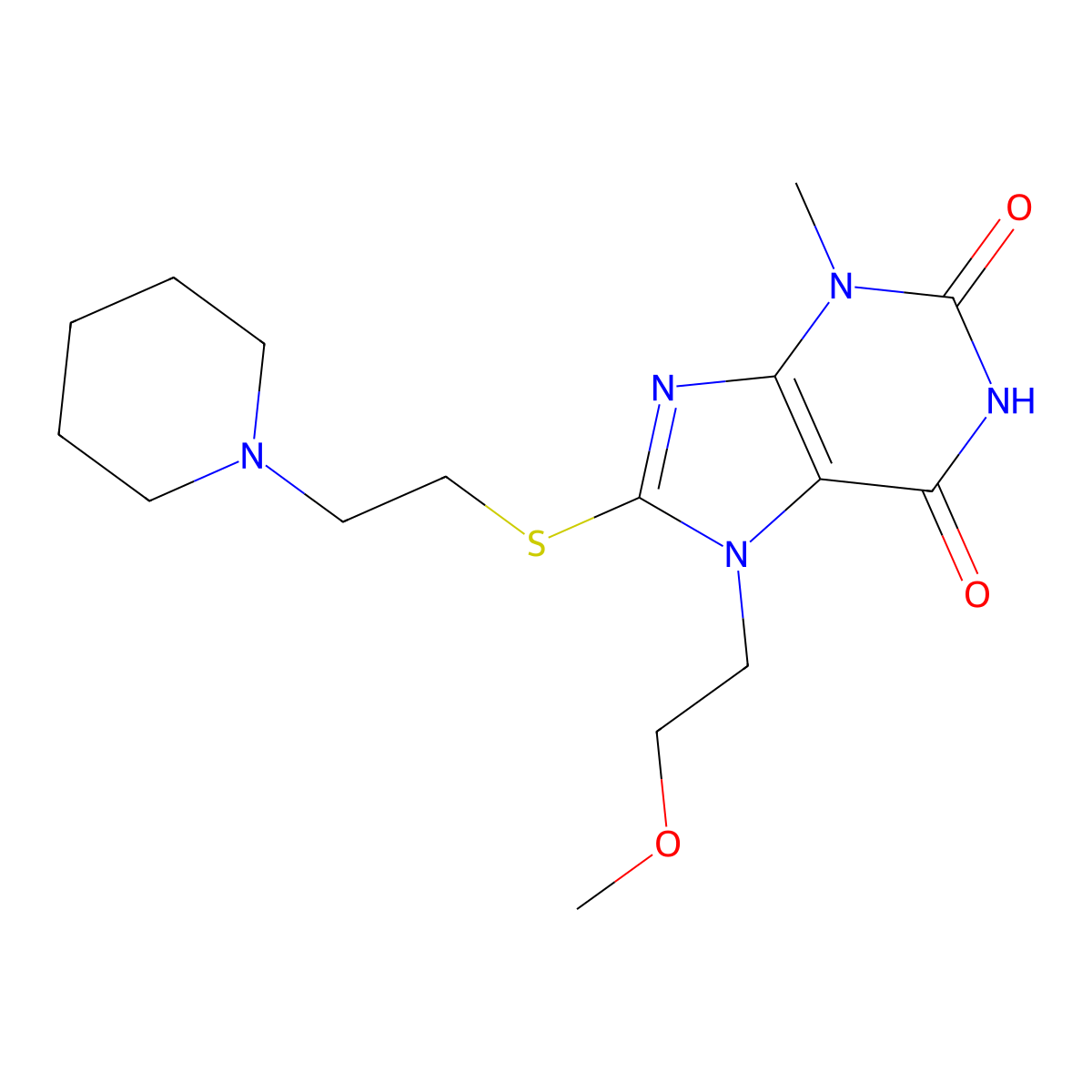 7-(2-Methoxyethyl)-3-methyl-8-(2-piperidin-1-ylethylsulfanyl)purine-2,6-dione molecular structure, CAS 476481-86-4