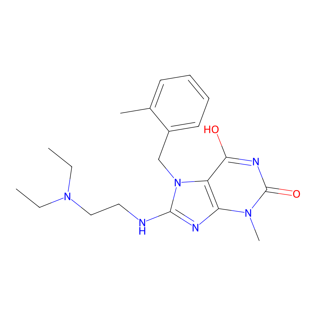 8-{[2-(Diethylamino)ethyl]amino}-3-methyl-7-(2-methylbenzyl)-3,7-dihydro-1H-purine-2,6-dione molecular structure, CAS 476481-89-7