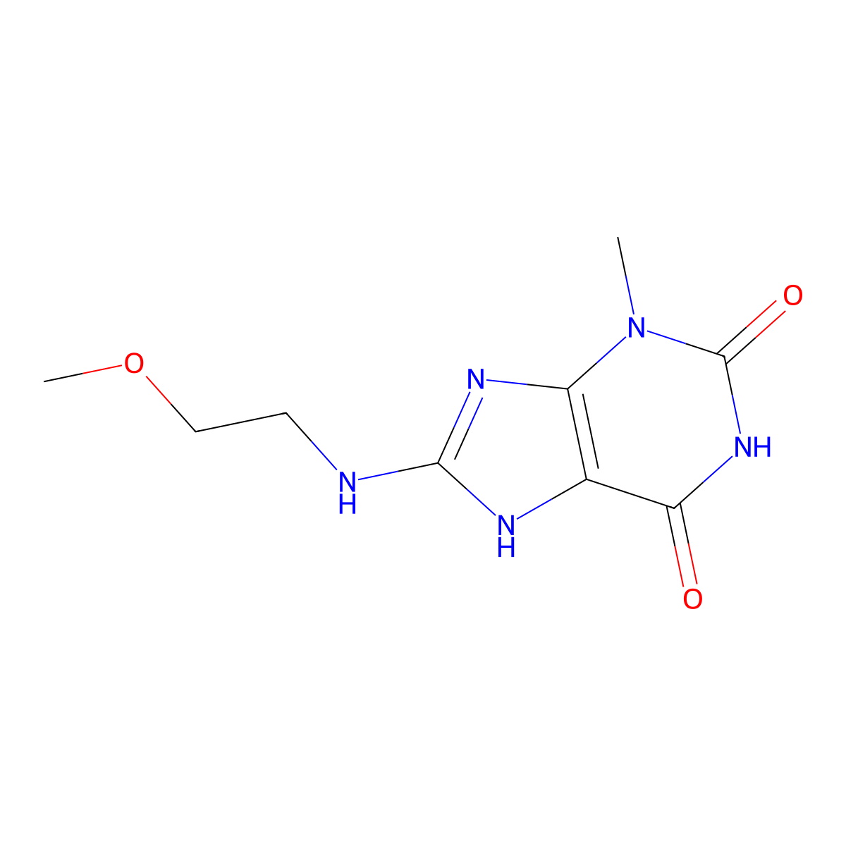 8-(2-methoxyethylamino)-3-methyl-7H-purine-2,6-dione molecular structure, CAS 476482-14-1