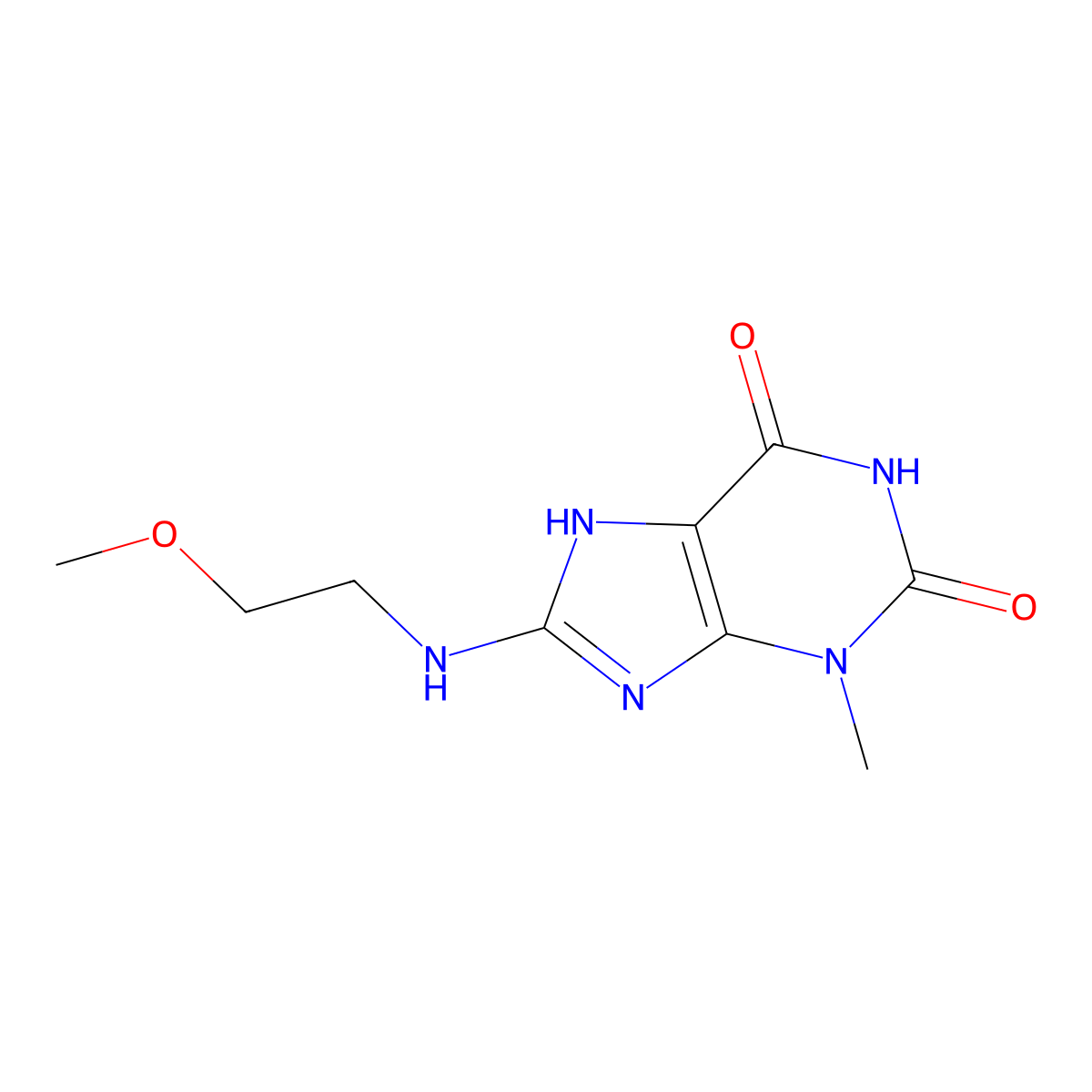 8-(2-methoxyethylamino)-3-methyl-7H-purine-2,6-dione molecular structure, CAS 476482-14-1