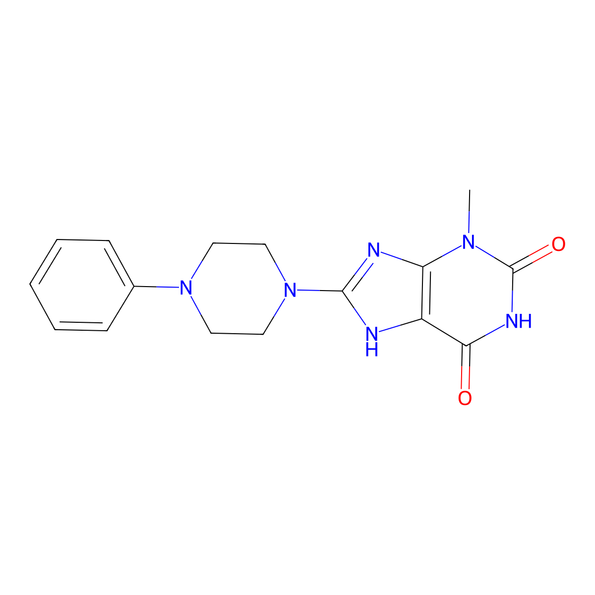 3-Methyl-8-(4-phenyl-1-piperazinyl)-3,7-dihydro-1H-purine-2,6-dione molecular structure, CAS 476482-37-8