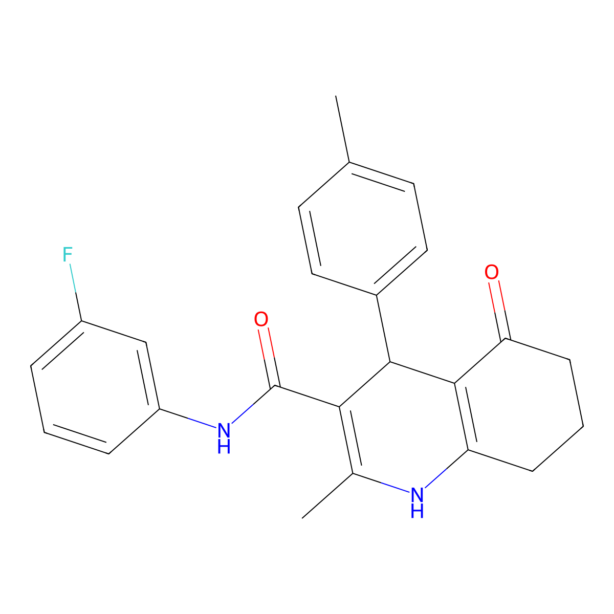 N-(3-Fluorophenyl)-2-methyl-4-(4-methylphenyl)-5-oxo-1,4,5,6,7,8-hexahydro-3-quinolinecarboxamide molecular structure, CAS 476482-71-0