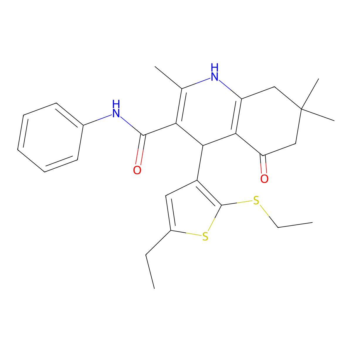 4-[5-Ethyl-2-(ethylsulfanyl)-3-thienyl]-2,7,7-trimethyl-5-oxo-N-phenyl-1,4,5,6,7,8-hexahydro-3-quinolinecarboxamide molecular structure, CAS 476482-74-3