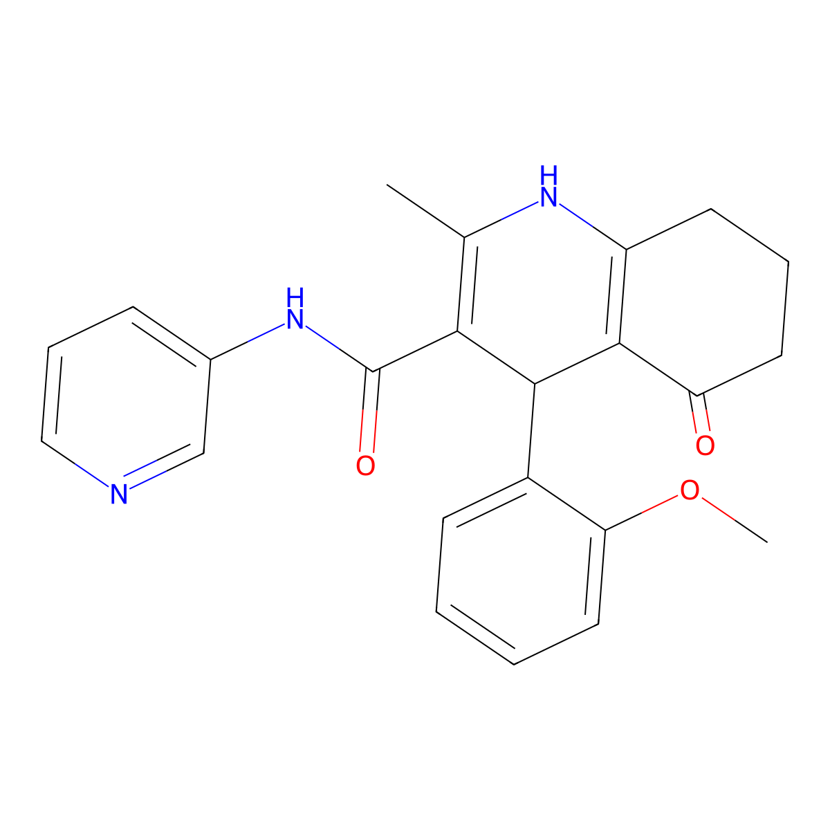 4-(2-Methoxyphenyl)-2-methyl-5-oxo-N-(3-pyridinyl)-1,4,5,6,7,8-hexahydro-3-quinolinecarboxamide molecular structure, CAS 476483-08-6