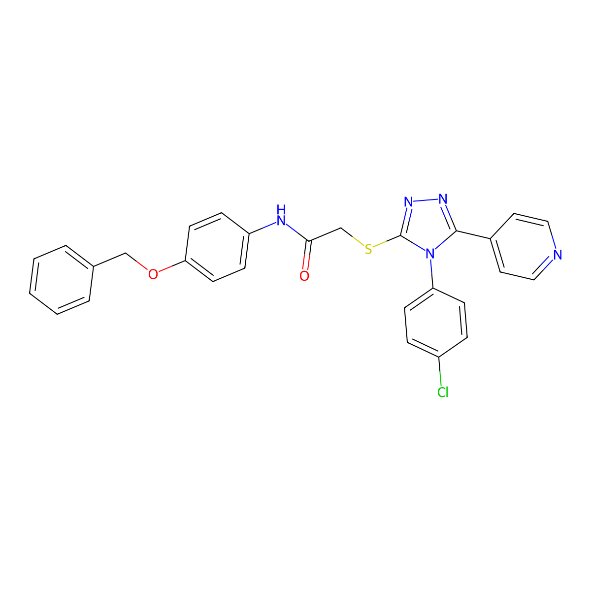 N-(4-(Benzyloxy)phenyl)-2-((4-(4-chlorophenyl)-5-(4-pyridinyl)-4H-1,2,4-triazol-3-YL)sulfanyl)acetamide molecular structure, CAS 476483-67-7