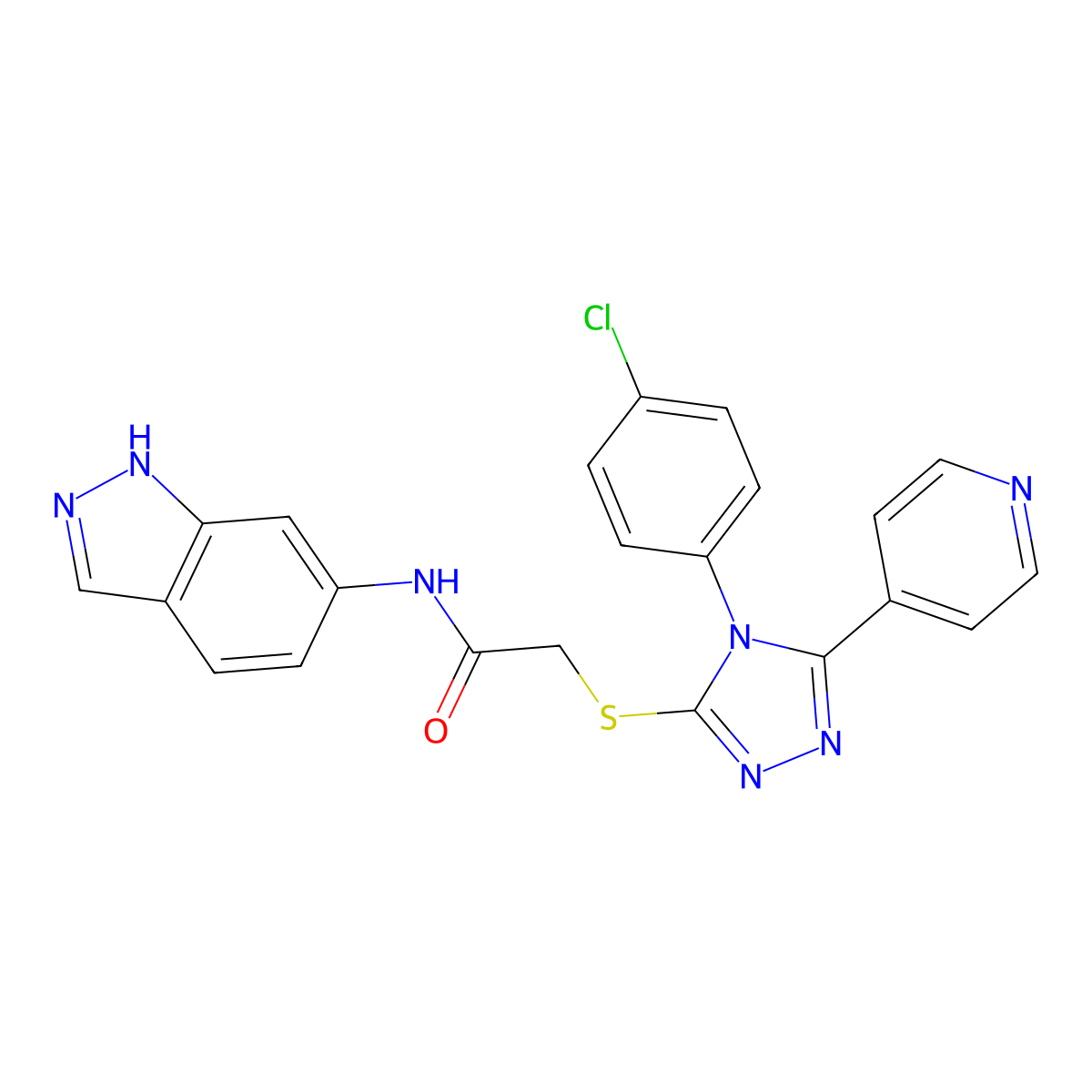 2-{[4-(4-Chlorophenyl)-5-(4-pyridinyl)-4H-1,2,4-triazol-3-YL]sulfanyl}-N-(1H-indazol-6-YL)acetamide molecular structure, CAS 476483-73-5