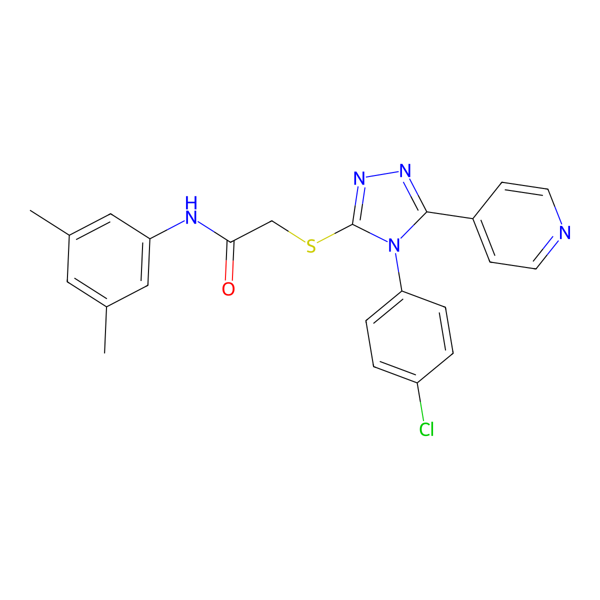 2-((4-(4-Chlorophenyl)-5-(4-pyridinyl)-4H-1,2,4-triazol-3-YL)sulfanyl)-N-(3,5-dimethylphenyl)acetamide molecular structure, CAS 476483-75-7