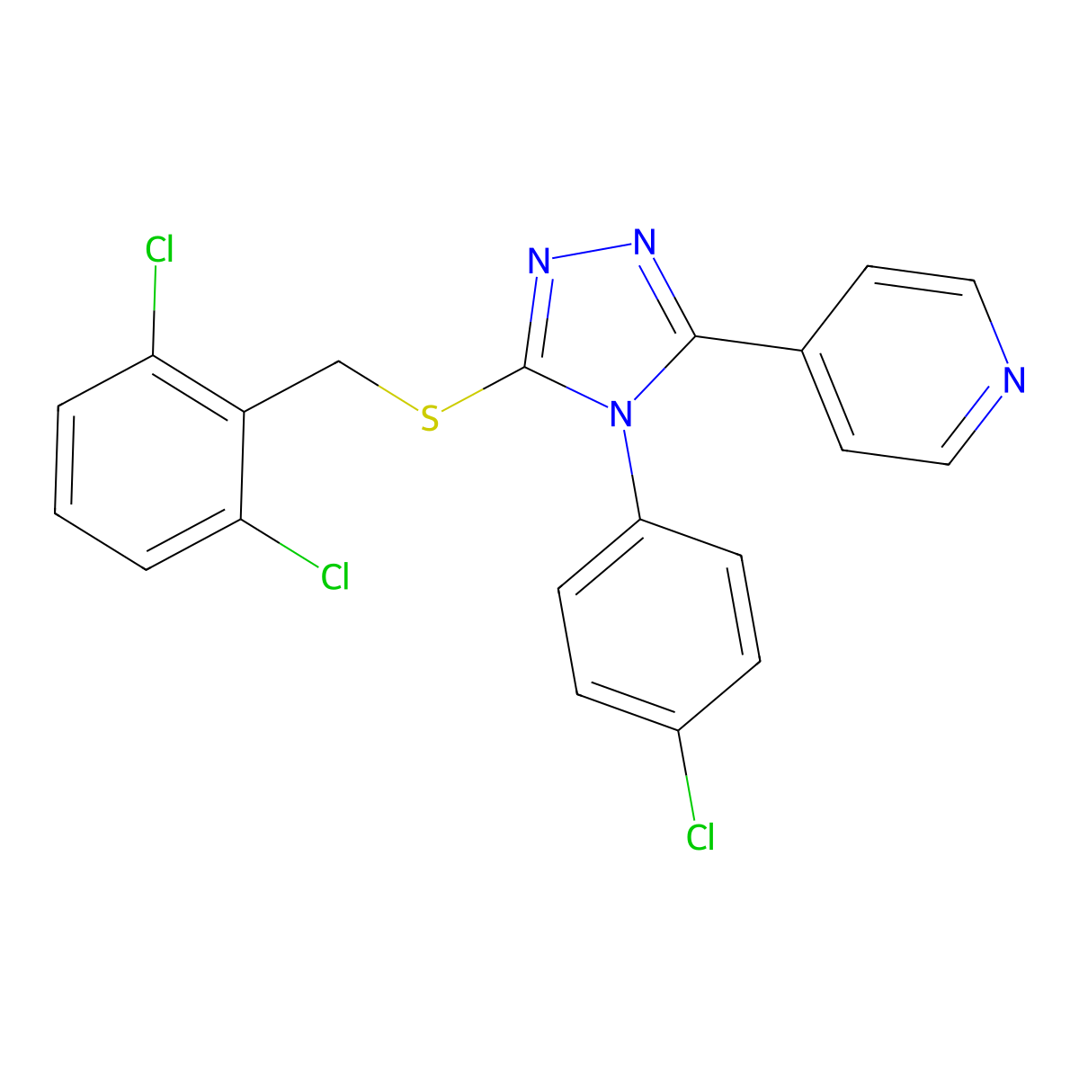 4-(4-(4-CL-Phenyl)-5-((2,6-dichlorobenzyl)thio)-4H-1,2,4-triazol-3-YL)pyridine molecular structure, CAS 476483-79-1