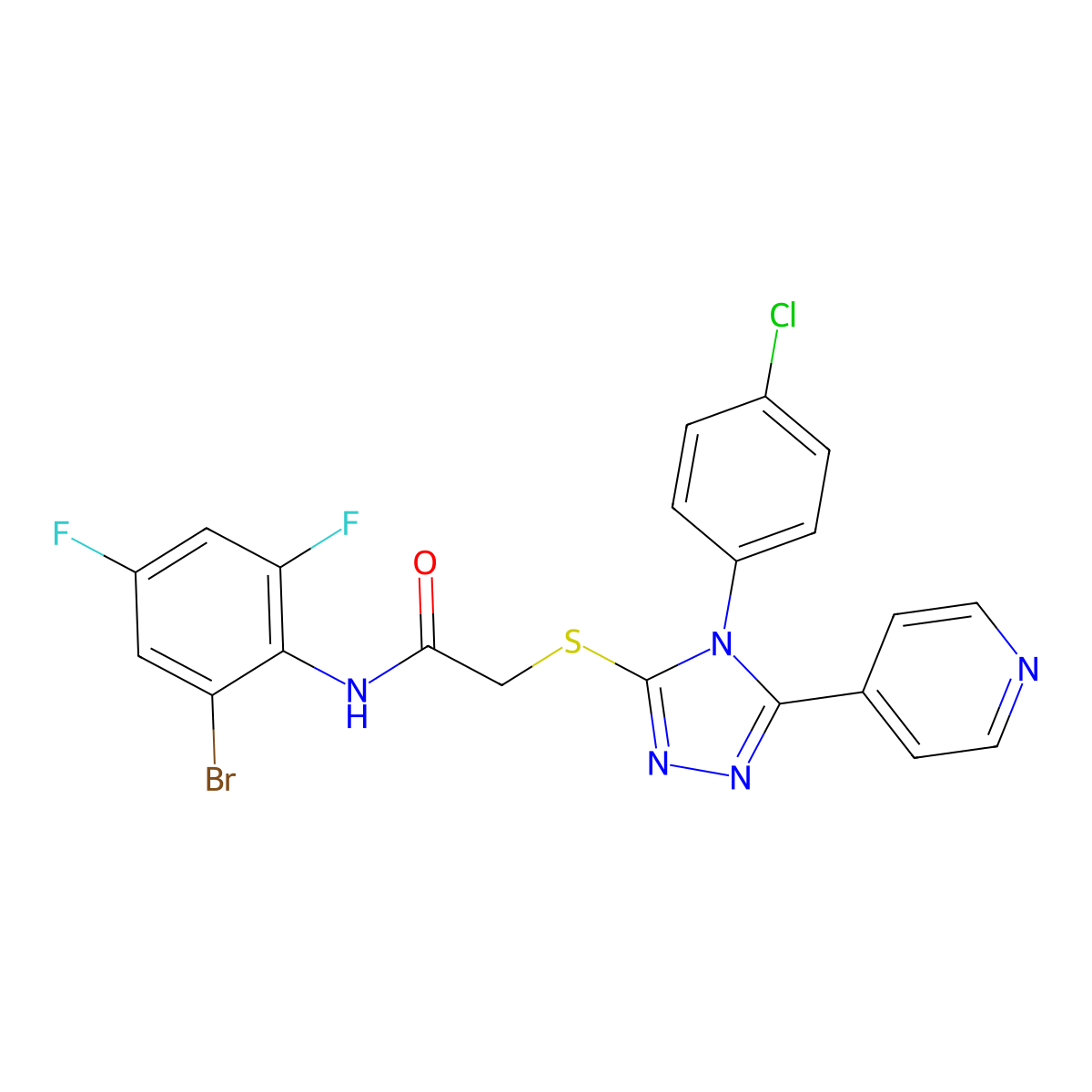 N-(2-Bromo-4,6-difluorophenyl)-2-{[4-(4-chlorophenyl)-5-(4-pyridinyl)-4H-1,2,4-triazol-3-YL]sulfanyl}acetamide molecular structure, CAS 476483-83-7