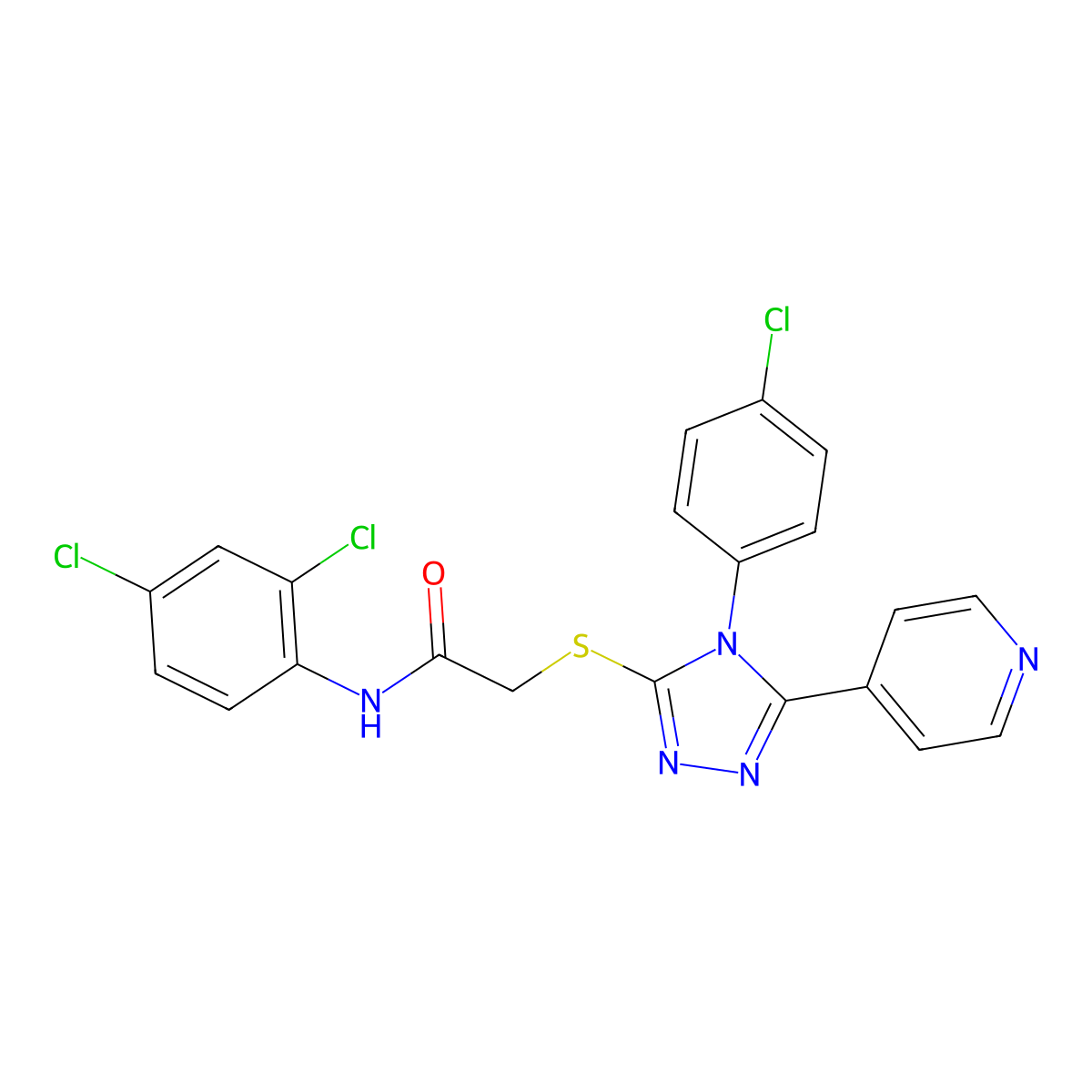 2-((4-(4-Chlorophenyl)-5-(4-pyridinyl)-4H-1,2,4-triazol-3-YL)sulfanyl)-N-(2,4-dichlorophenyl)acetamide molecular structure, CAS 476483-85-9