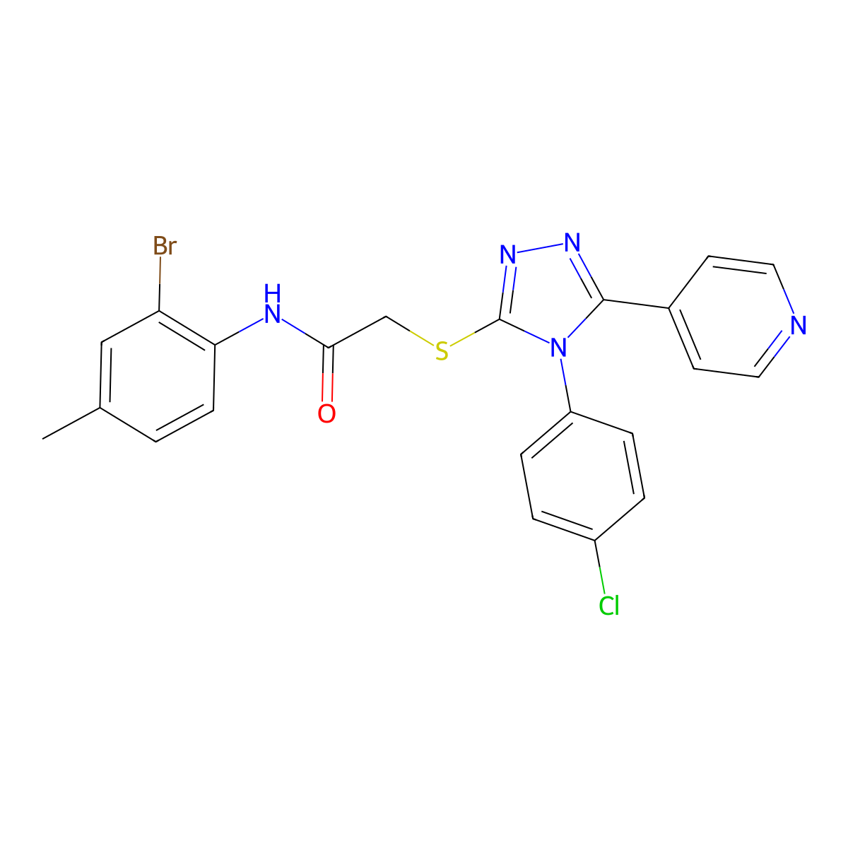 N-(2-Bromo-4-methylphenyl)-2-{[4-(4-chlorophenyl)-5-(4-pyridinyl)-4H-1,2,4-triazol-3-YL]sulfanyl}acetamide molecular structure, CAS 476483-87-1