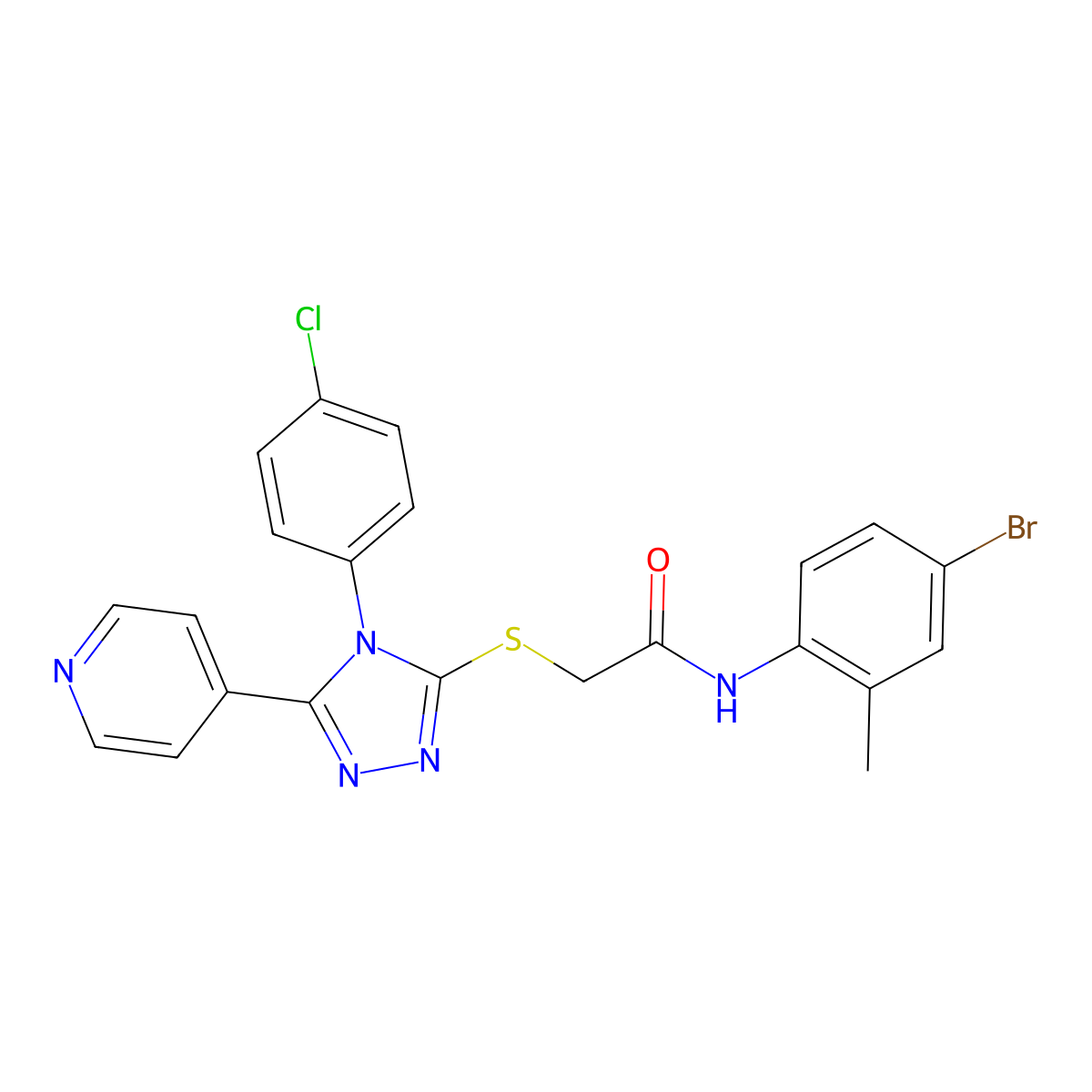 N-(4-Bromo-2-methylphenyl)-2-{[4-(4-chlorophenyl)-5-(4-pyridinyl)-4H-1,2,4-triazol-3-YL]sulfanyl}acetamide molecular structure, CAS 476483-89-3