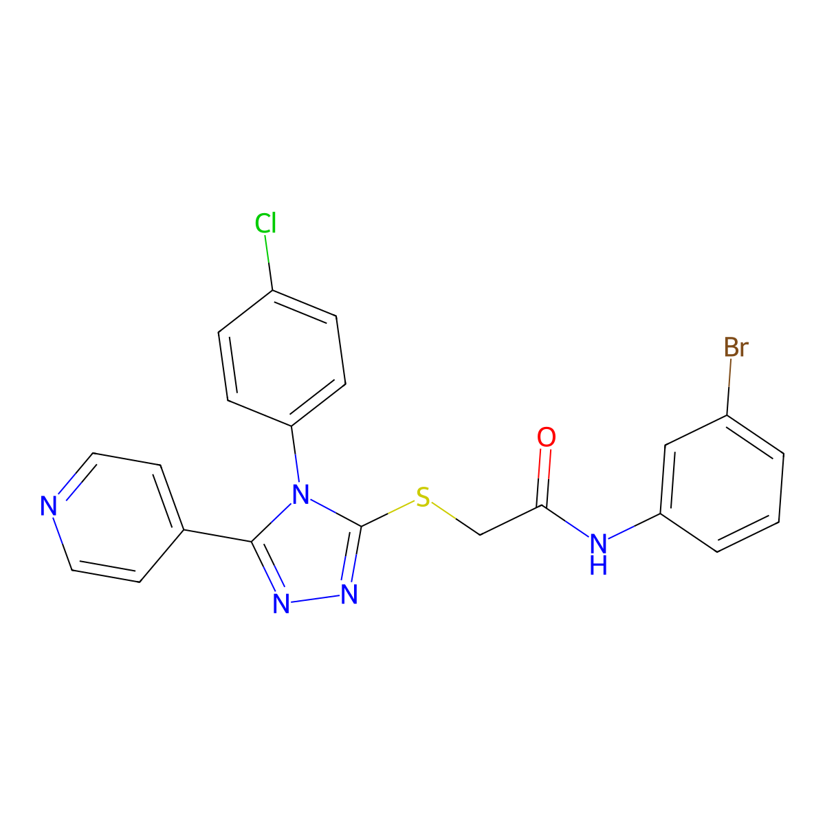 N-(3-Bromophenyl)-2-{[4-(4-chlorophenyl)-5-(4-pyridinyl)-4H-1,2,4-triazol-3-YL]sulfanyl}acetamide molecular structure, CAS 476483-91-7