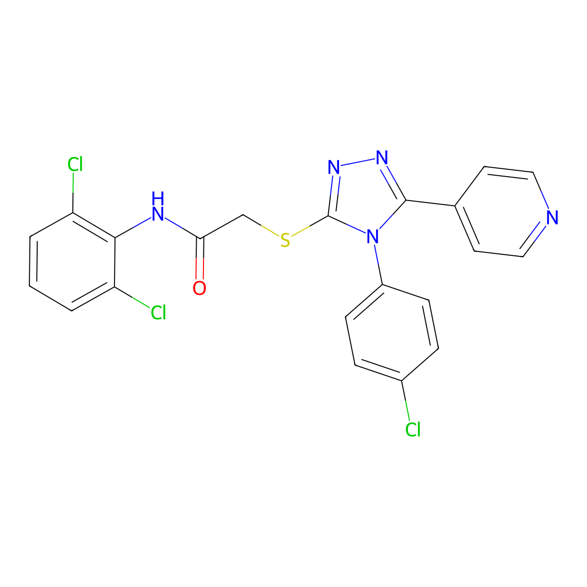 2-((4-(4-Chlorophenyl)-5-(4-pyridinyl)-4H-1,2,4-triazol-3-YL)sulfanyl)-N-(2,6-dichlorophenyl)acetamide molecular structure, CAS 476483-93-9