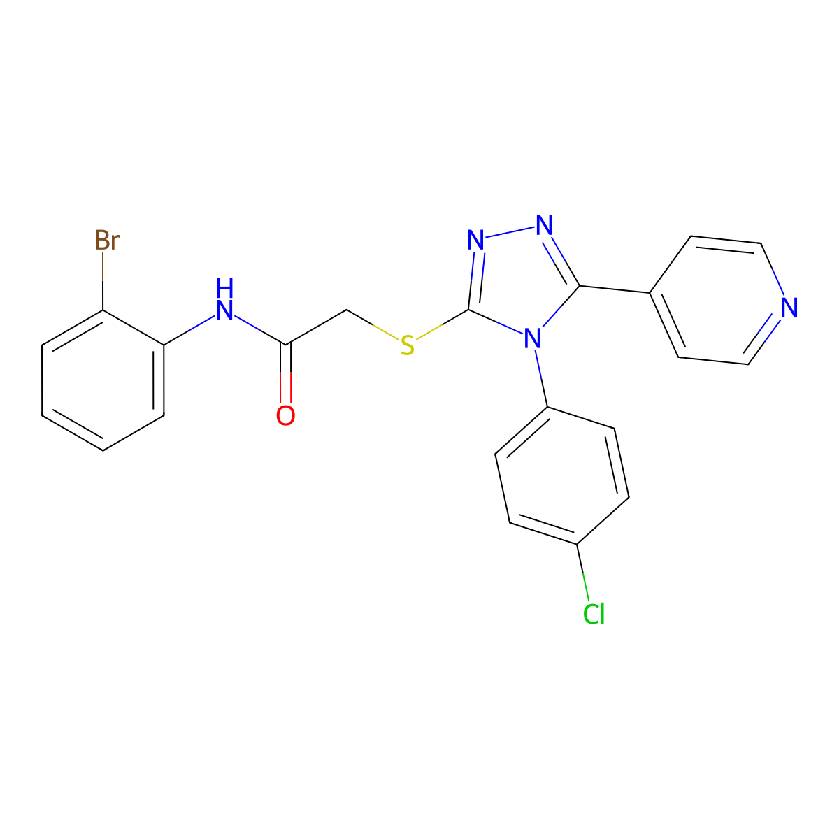 N-(2-Bromophenyl)-2-{[4-(4-chlorophenyl)-5-(4-pyridinyl)-4H-1,2,4-triazol-3-YL]sulfanyl}acetamide molecular structure, CAS 476483-95-1