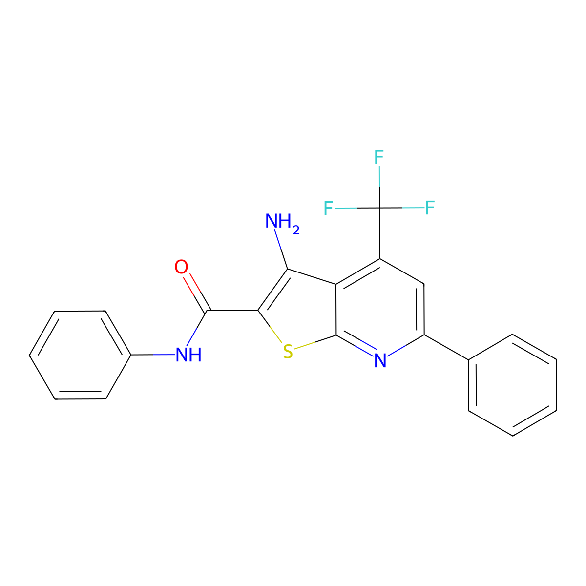 3-Amino-N,6-diphenyl-4-(trifluoromethyl)thieno(2,3-B)pyridine-2-carboxamide molecular structure, CAS 476484-00-1