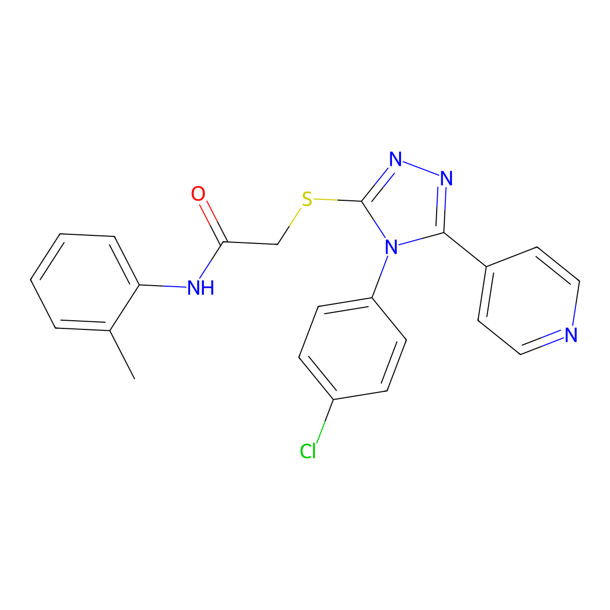 2-{[4-(4-Chlorophenyl)-5-(4-pyridinyl)-4H-1,2,4-triazol-3-YL]sulfanyl}-N-(2-methylphenyl)acetamide molecular structure, CAS 476484-03-4