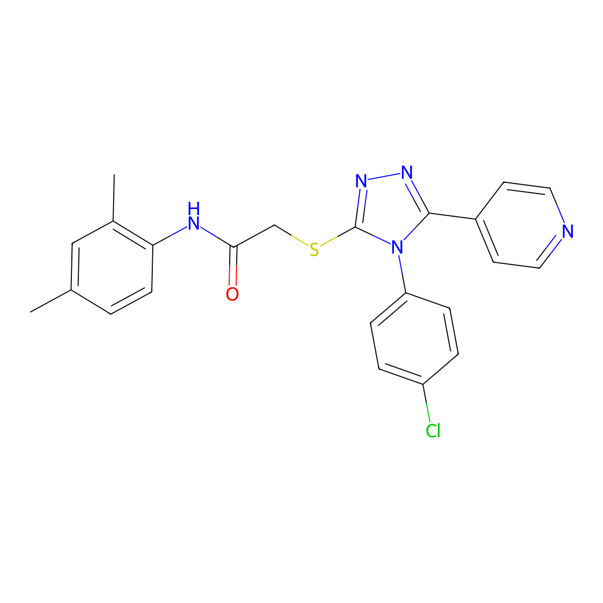 2-((4-(4-Chlorophenyl)-5-(4-pyridinyl)-4H-1,2,4-triazol-3-YL)sulfanyl)-N-(2,4-dimethylphenyl)acetamide molecular structure, CAS 476484-04-5