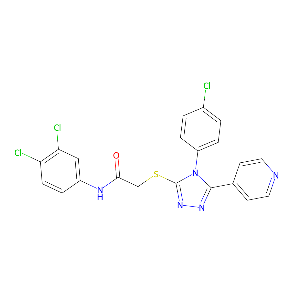 2-((4-(4-Chlorophenyl)-5-(4-pyridinyl)-4H-1,2,4-triazol-3-YL)sulfanyl)-N-(3,4-dichlorophenyl)acetamide molecular structure, CAS 476484-06-7