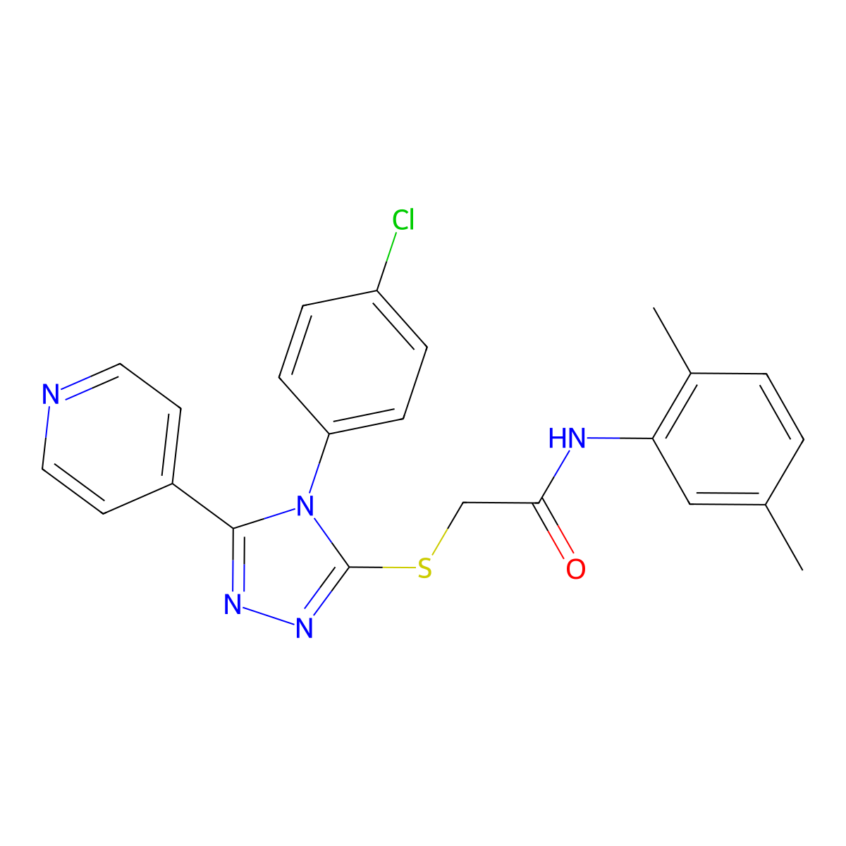 2-((4-(4-Chlorophenyl)-5-(4-pyridinyl)-4H-1,2,4-triazol-3-YL)sulfanyl)-N-(2,5-dimethylphenyl)acetamide molecular structure, CAS 476484-07-8