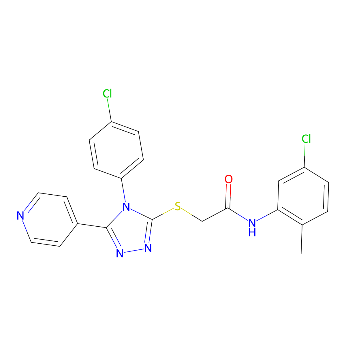 N-(5-Chloro-2-methylphenyl)-2-{[4-(4-chlorophenyl)-5-(4-pyridinyl)-4H-1,2,4-triazol-3-YL]sulfanyl}acetamide molecular structure, CAS 476484-08-9