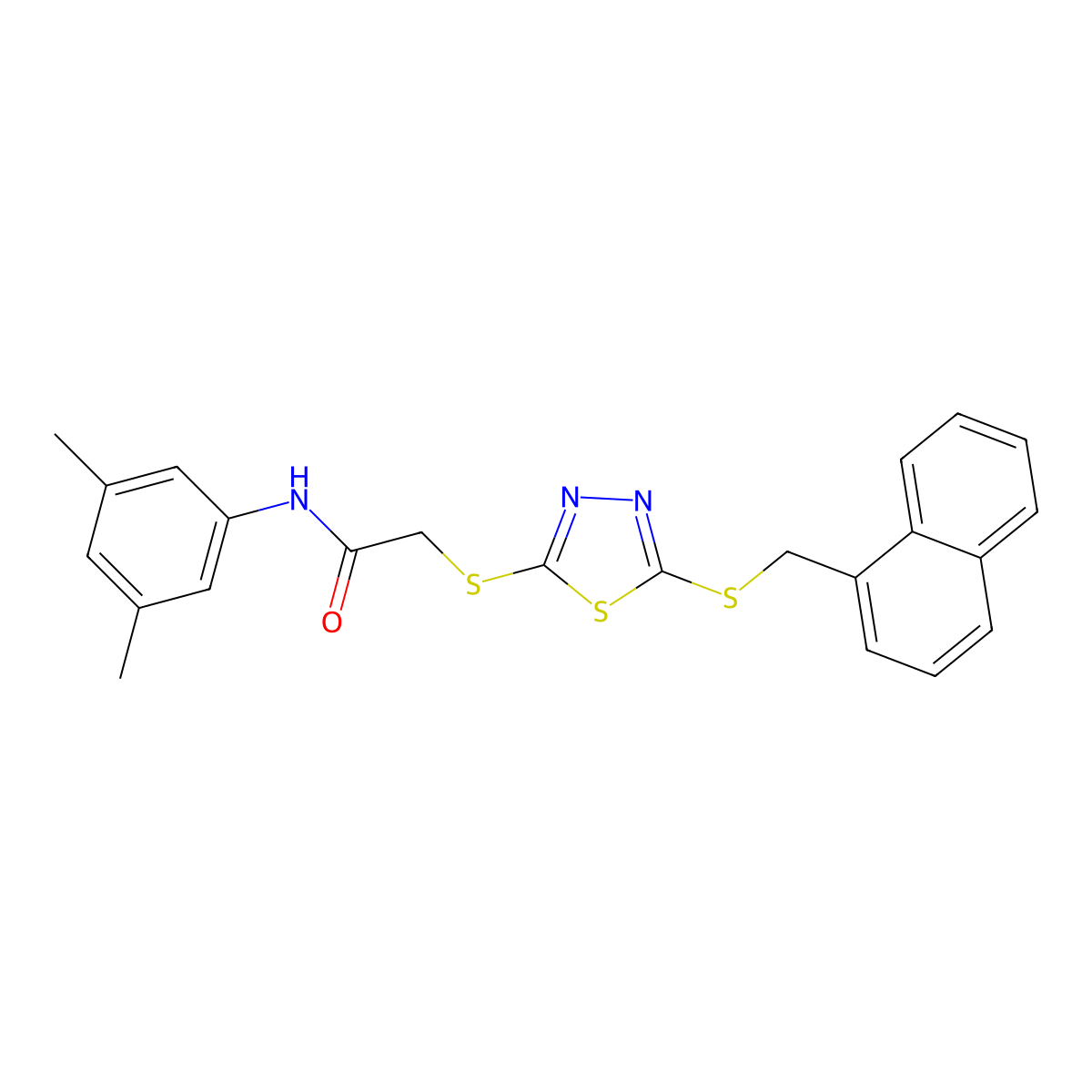 N-(3,5-Dimethylphenyl)-2-({5-[(1-naphthylmethyl)sulfanyl]-1,3,4-thiadiazol-2-YL}sulfanyl)acetamide molecular structure, CAS 476484-09-0
